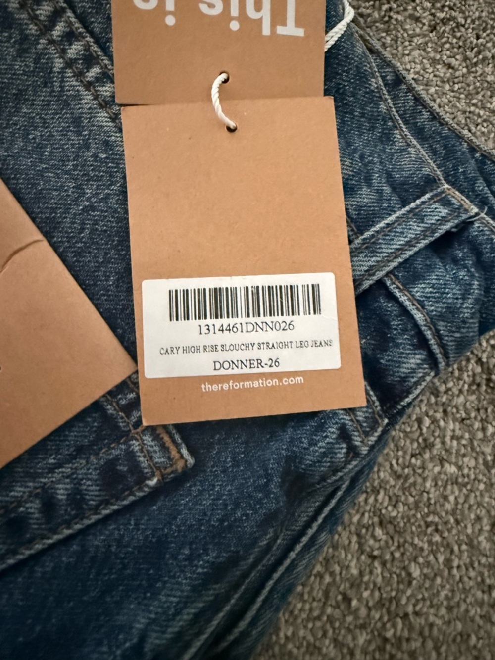 Reformation Cary High Rise Slouchy Straight Leg Jeans Rigid Denim (Color- Donner - Picture 3 of 4
